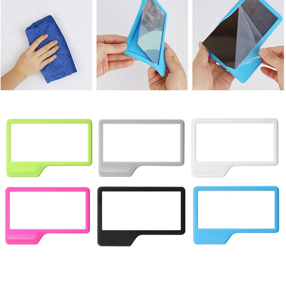

1pc Universal Silicone Mirror Self Grips To Wall Portable For Shaving Makeup Hair Bathroom Mirrors 14.5x10cm