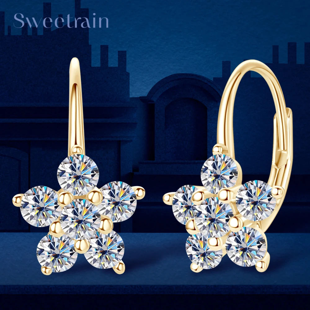 Серьги-кольца из серебра 925 пробы с бриллиантом 3 мм