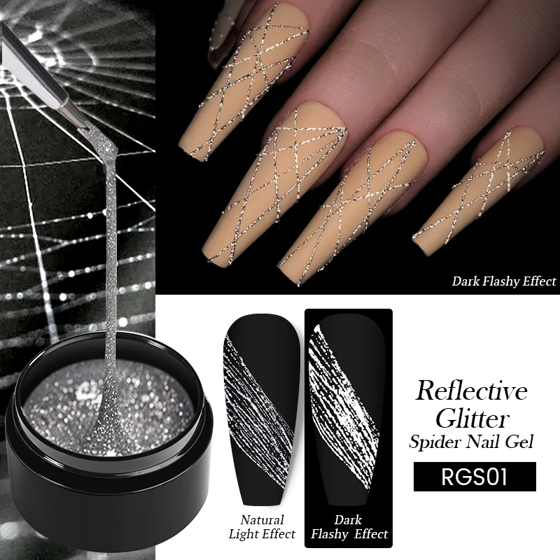 

BORN PRETTY Reflective Wire Drawing Gel Nail Polish Spider Line UV Nail Art Paint Gel Hybrid Varnish Sparking Glitter DIY Design