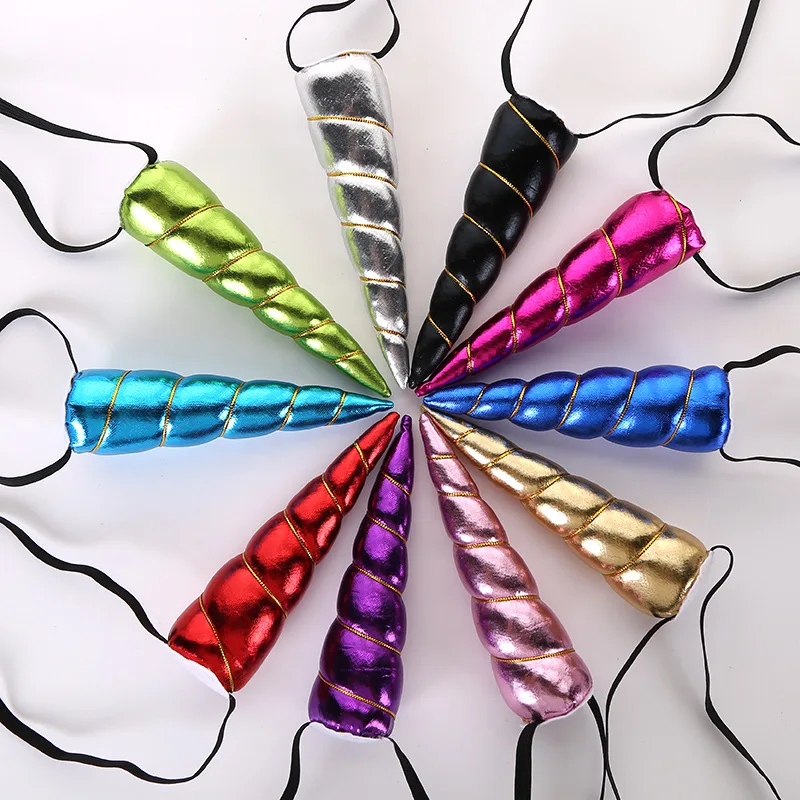 

10 Pcs/Lot Fashion Birthday Party Unicorn Hair Bands Horn with Elastic Band Headband for Kids Girls Accessories