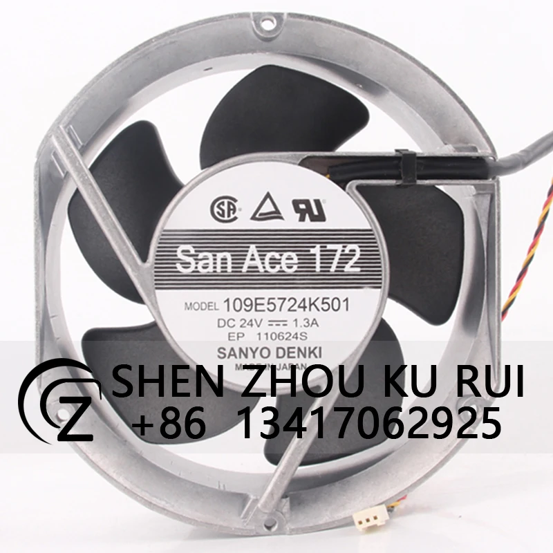Чехол вентилятор с двойным шарикоподшипником для SANYO 109E5724K501 172X51MM DC24V 1.3A 17251, охлаждающий вентилятор