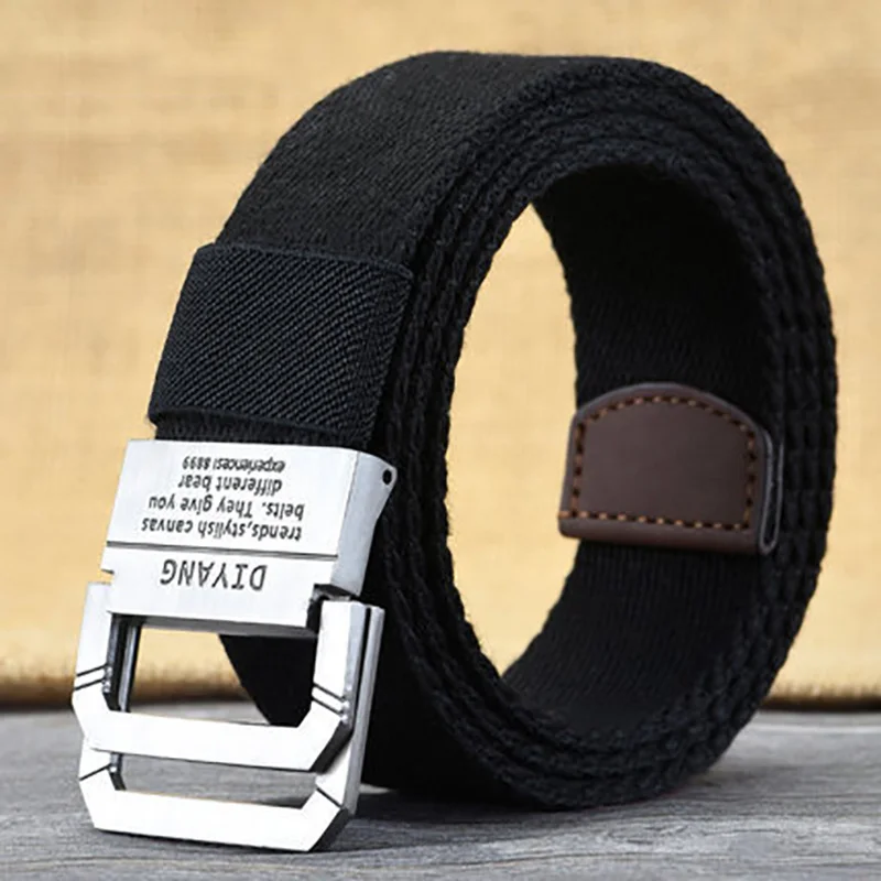 Sprin and Autumn Yout Double Rin Buckle Color Matcin Adjustable Lent Jeans Canvas Women's and Men's Belt