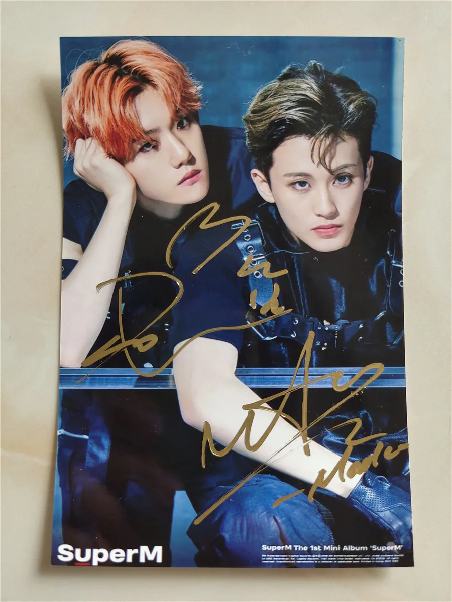 Подписанная фотография Ли Тэмин SuperM, Бэк Хён, Кай, Тэ Ён, Марк, Лукас, Тэн Super One Solo 1th Press It Hand Autographed SHINee K-POP.