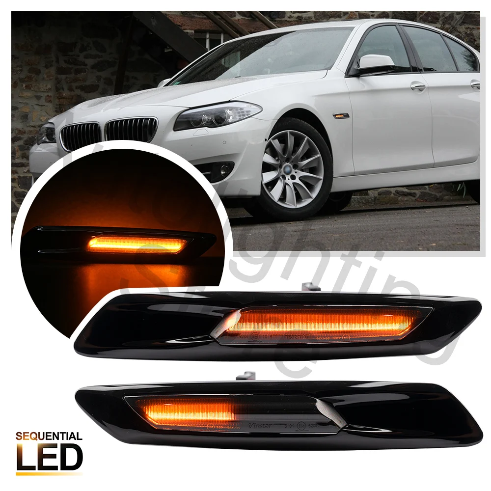 

2X LED Sequential Fender Indicator Side Marker Blinker Turn Signal Lights for BMW 5 Series F10 F11 528i 528iX 535i 2011 12 2013