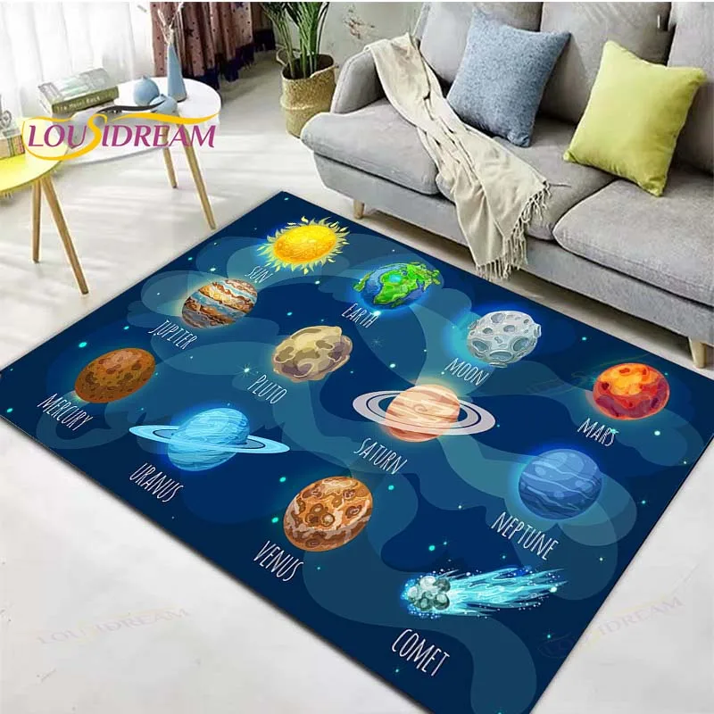 

Квадратный нескользящий Детский ковер на солнечной батарее с изображением космической планеты