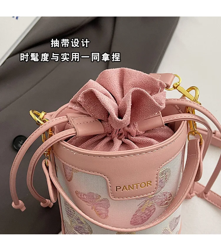 Женская сумка-ведро ручной работы WBS черная сумка через плечо из