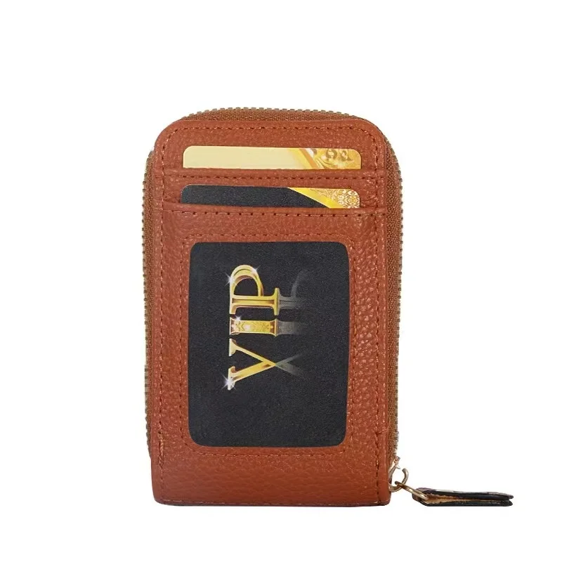 Carry The New Korean High-Quality Leather RFID Anti-Theft Brush Zipper Short Men's And Women's Wallet Card Bag