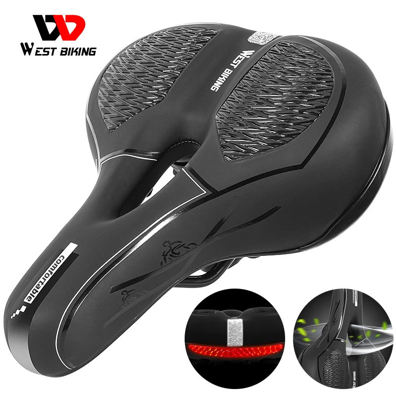 

WEST BIKING Bike Saddle Reflective Mountain Highway Vehicle Riding Saddle Soft Comfort Seat Fixture and Fitting