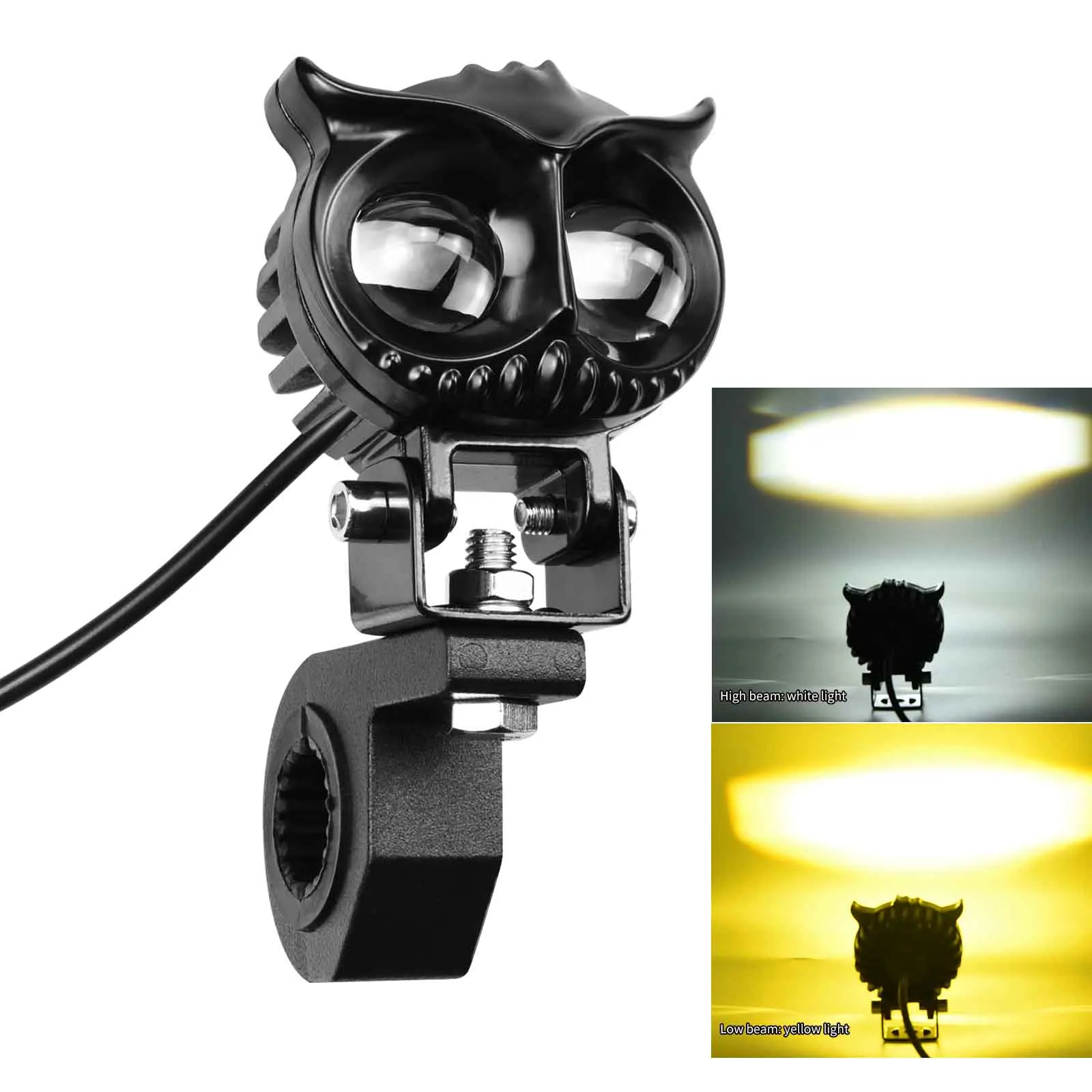

LED Lens Spotlight Owl Auxiliary Fog Lamp Double Lenses Spotlights Dual Color White Yellow Light For Motorcycle ATV Buggy Car
