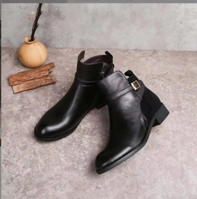 Winter Sexy Platform Shoes Women Boots pointed Toe Zipper Spring Autumn Fashion Ankle Female Belt buckle side zip dress Boots