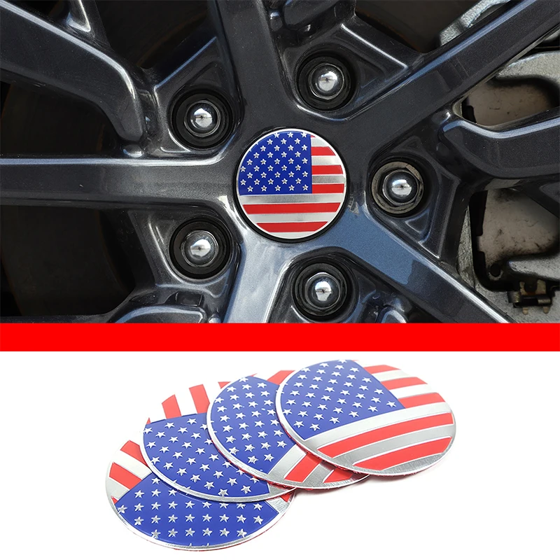 

For Subaru WRX 2021-2023 Car Wheel Center Cover Stickers Hub Cap Aluminum Alloy American Flag Exterior Accessories 4PCS 56mm