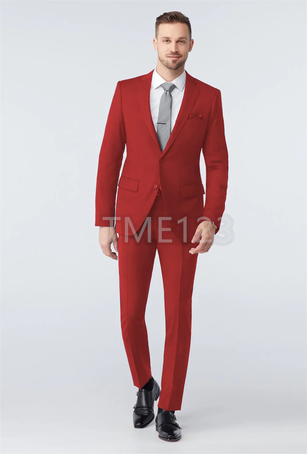 Wedding Bridegroom Red Two Buttons Costume Homme Slim Fit Men Suits Masculino Terno Tuxedo Groom Prom Blazer 2 Pieces