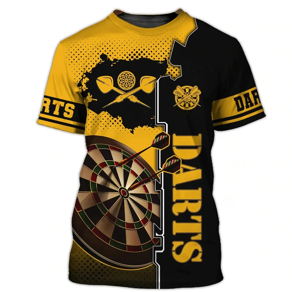 3D Darts Printed T Shirt For Men Fashion Shooting Game O-neck Short Sleeve Outdoor Sports Style Oversized T-shirt Loose Pullover