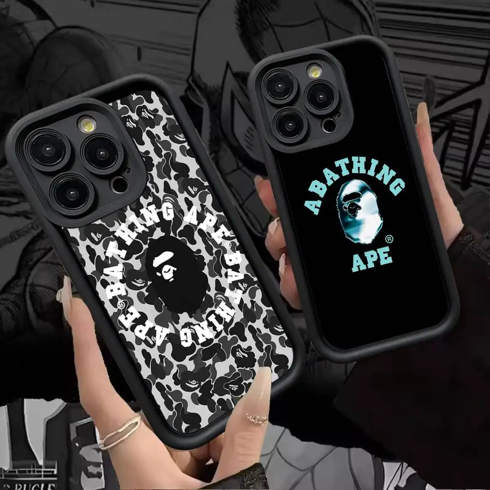 Фото Чехол B-BAPE-s Ape для iPhone 17 16 15 14 13 12 11 Pro Max Plus, силиконовый, противоударный №3