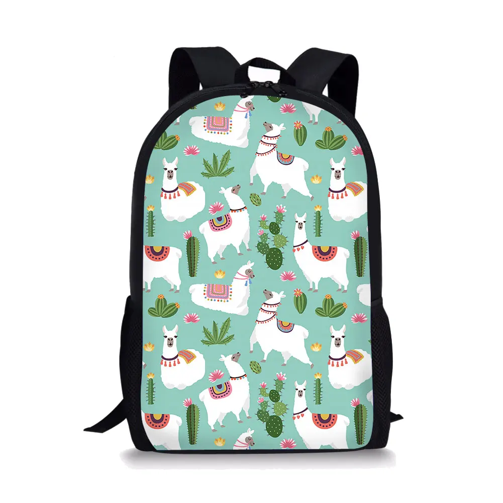 Alpaca Cactus Print School Bags for Girls New Style Mochila Femenina Large Capacity Students Satchel Birthday Gift Free Shipping
