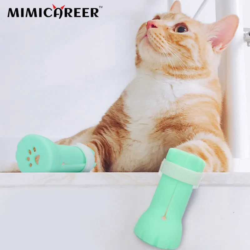 

4Pcs Cat Foot Covers Rubber Cat Shoes Covers Injection Bath Beauty Anti-scratch Full Surrounding Design Pet Beauty Supplies