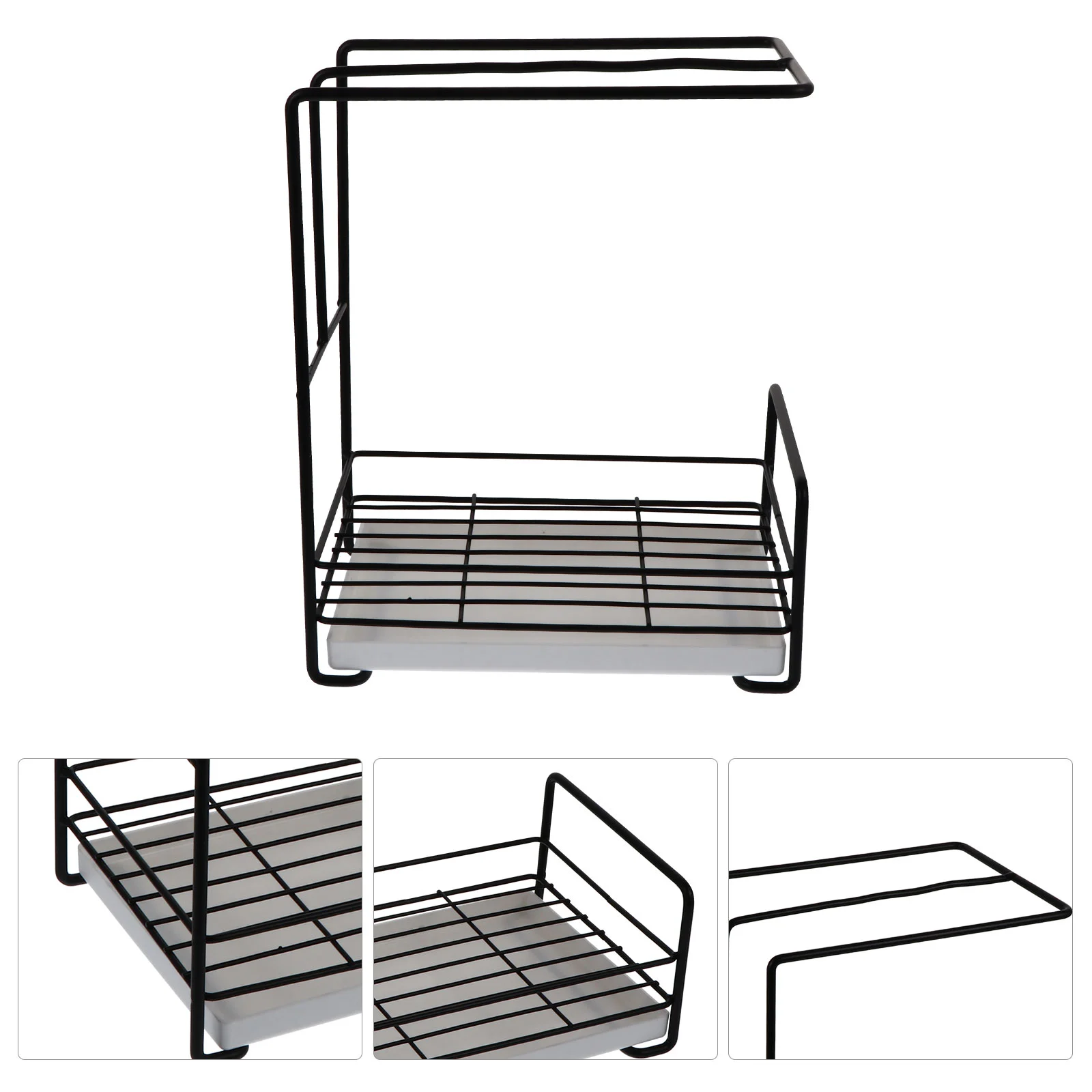 

1 шт., стойка для хранения из нержавеющей стали с дренажной кастрюлей (черная)