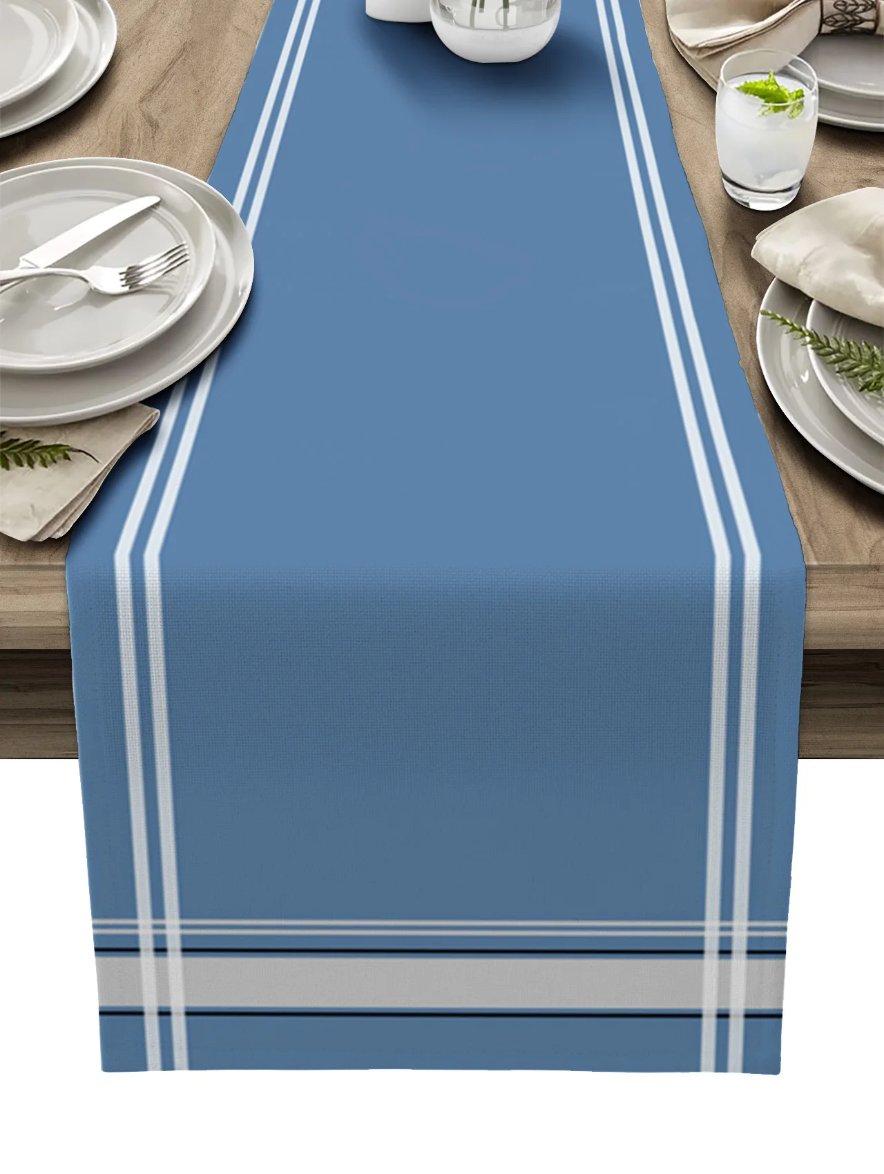 

Blue Stripes Texture Table Runner Home Wedding Banquet Festival Party Hotel Table Decoration Table Cover