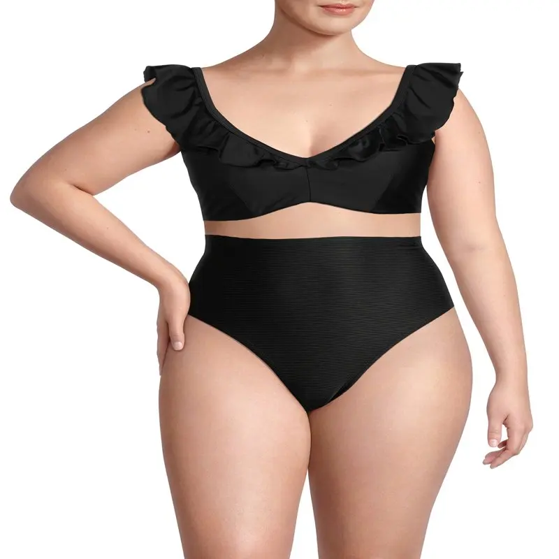 

Новинка 2023, женское и женское бикини с оборками на шее, купальные костюмы, Купальники, бесплатная доставка