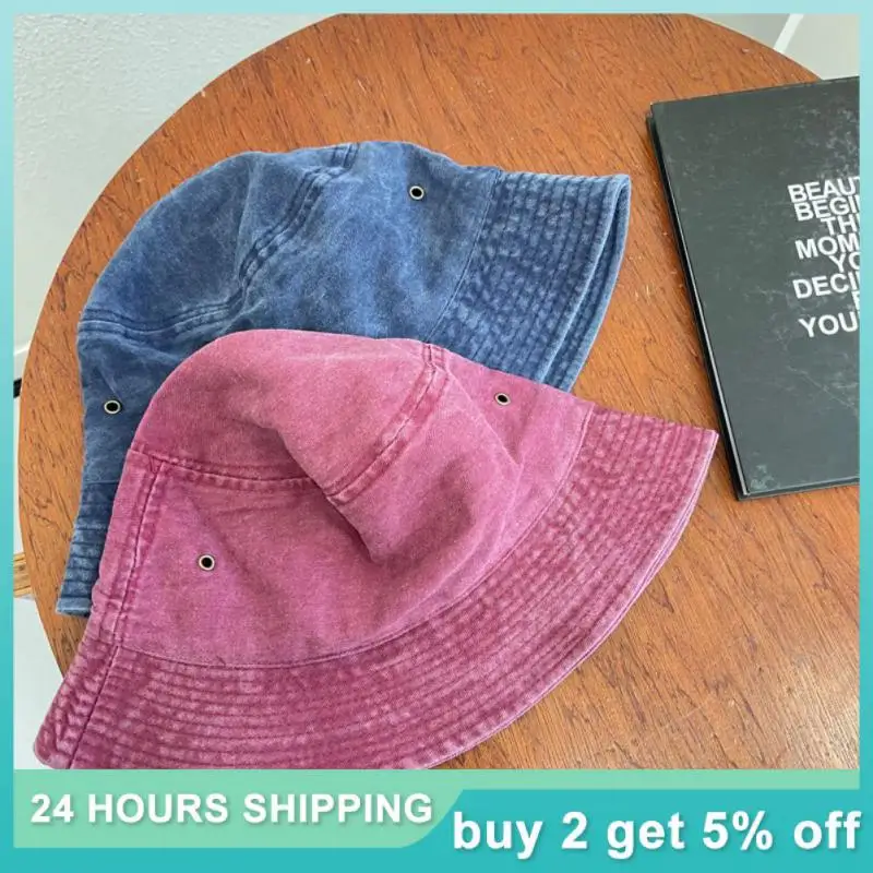 Vintage Denim Bucket Hat Breathable Sunscreen Cap Mens And Womens Washed Cotton Spring And Summer Fishermans Hat Panama Hat