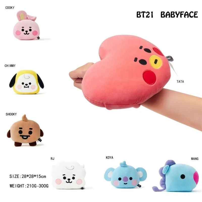 Фото Подушка в форме лица BT21: Милая, модная, мультяшная, персонализированная, креативная автомобильная подушка-подголовник, игрушка-кукла, подарок на день рождения для друзей №3