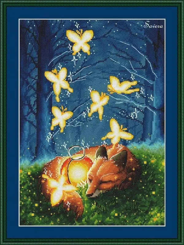 

Cross stitch Kit 14CT 18CT 25CT Canvas Cross Stitch DIY Embroidery Set DMC Threads Craft Handicraft fox's dream 32-41