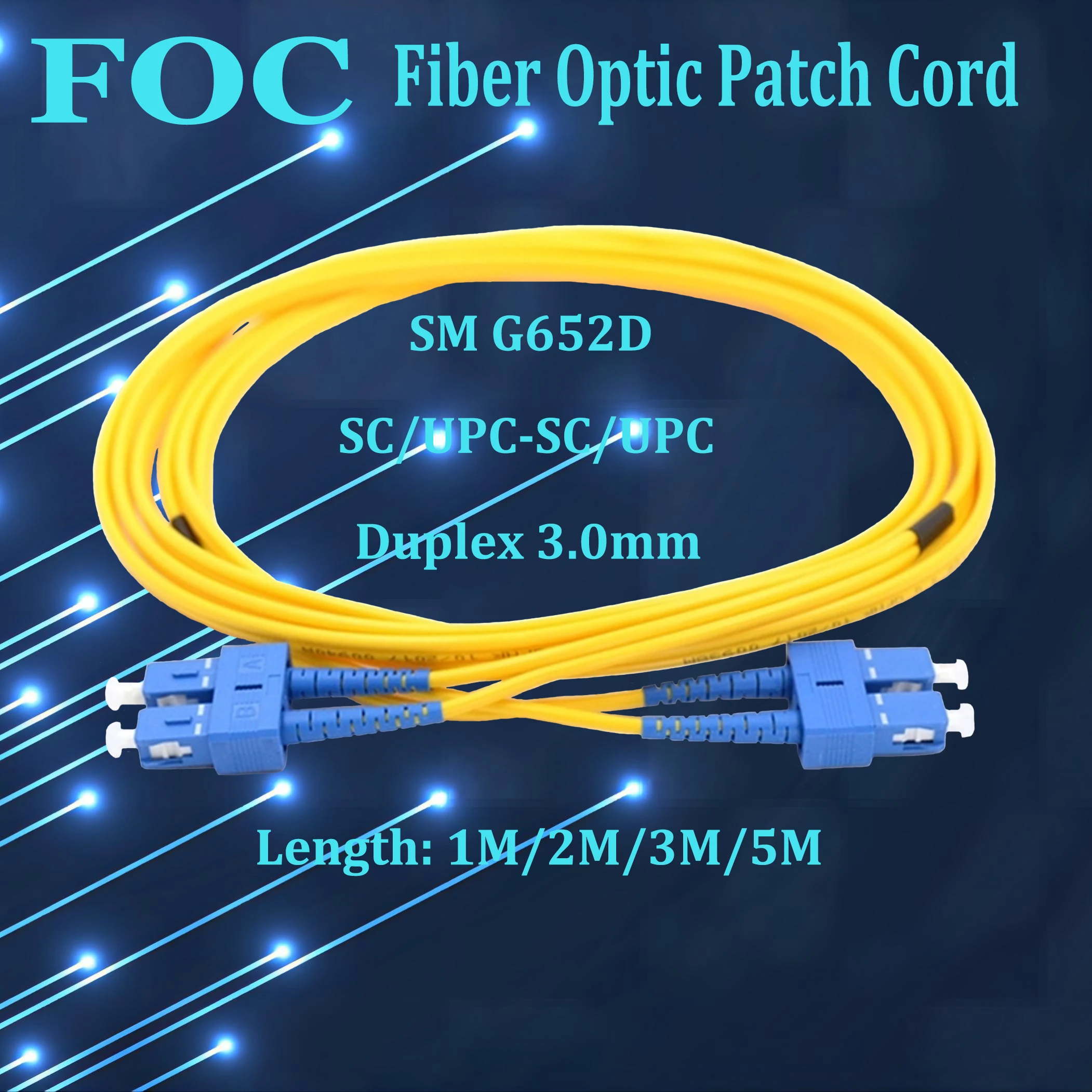 

10Pcs SC/UPC-SC/UPC Fibre Optic Cable Singlemode Simplex 9/125 3.0mm LSZH Yellow Jacket sc to sc Fiber Patch Cord, 1M/2M/3M/5M