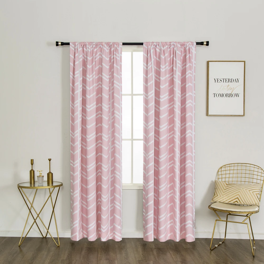 

Затемняющие оконные шторы из полихлопка для спальни, гостиной, затемняющие термоизолированные шторы с карманом и принтом на задней панели