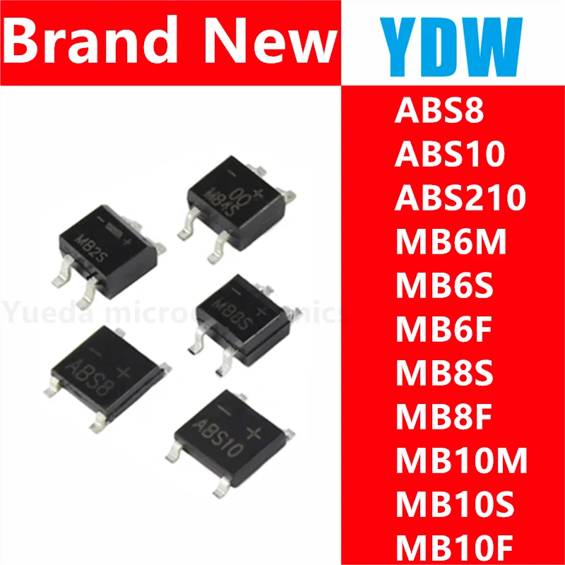 50 шт., интегральная схема для моста ABS10 SOP-4 SMD ABS210, ABS8, MB6M, MB10M, MB10F, MB6S, MB8S, MB8F, MB6F, MB10S, DIP-4