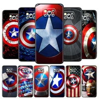 captain america shield marvel for xiaomi poco m4 x3 f3 gt nfc m3 c3 m2 f2 f1 x2 pro mi mix3 silicone black phone case coque capa