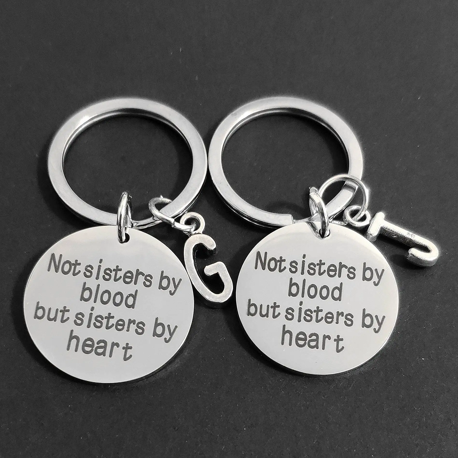 

Lanyard for Keys Best Friend Sister By Heart 26 Initials Keyring Birthday Ornaments Creative Stainless Steel Gift Lettering