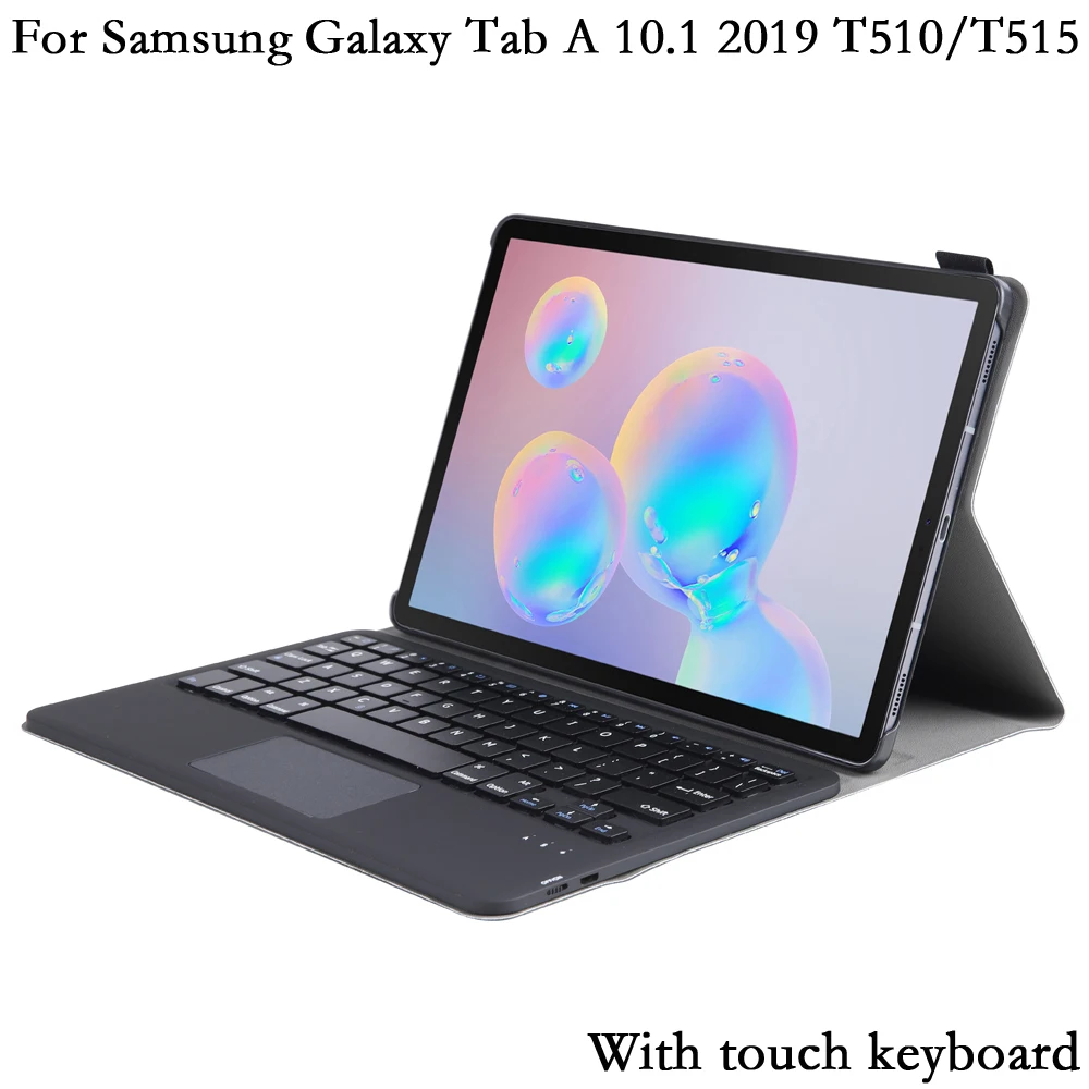 

Чехол с сенсорной Bluetooth клавиатурой для Samsung Galaxy Tab A 10,1 2019, клавиатура T515 T510, чехол-подставка из искусственной кожи, чехол для планшета