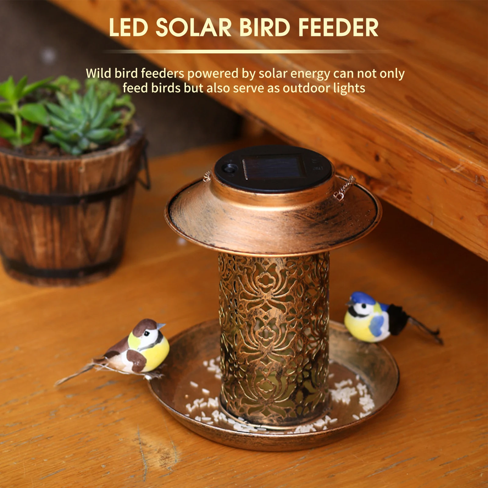 

Светодиодная Солнечная кормушка для птиц, садовый подвесной светильник с подсветкой, уличный подвесной подарок для украшения сада, заднего...