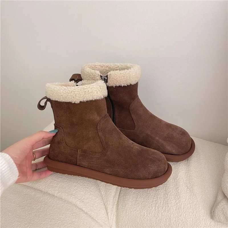 

Style Solid Color Retro Short Boots for Women 2022 Fashionable Leisure Snow Boots for Women Trend Warm Women Shoes Boots Women