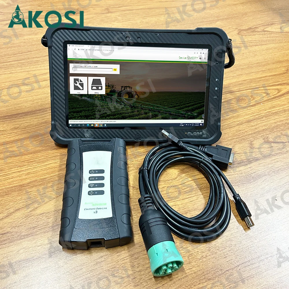 

V5.3 AG CF Electronic Data Link V3 Service EDL V3 для сельскохозяйственного строительного оборудования, диагностический инструмент + планшет Xplore ready