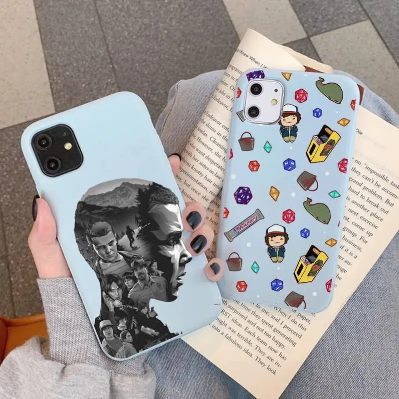 

Stranger Things Phone Case for iPhone 11 12 13 Mini Pro Xs Max 8 7 6 6S Plus X XR Solid Candy Color Case