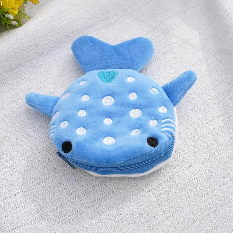 

Plush Coin Bag Cartoon Cute Whale Shark Coin Purse Kawaii Wallet Portable Key Earphone Coin Organizer Pouch Zipper Bag Kids Gift