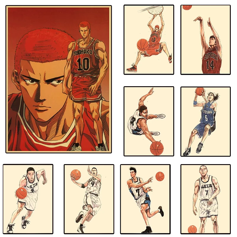 

Классические аниме серии Slam Dunk, картины на стену, искусство, Картина на холсте, украшение для гостиной, спальни, подарок на день рождения