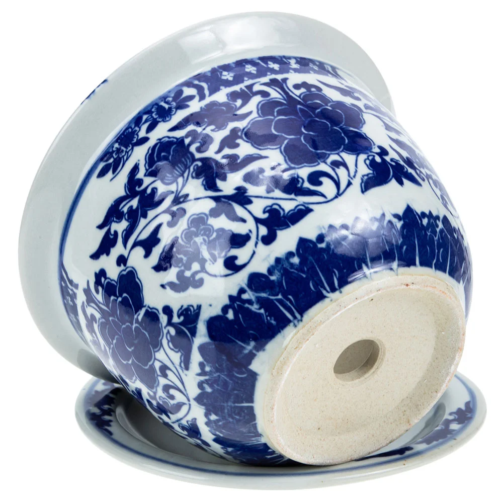 

Бытовой голубой белый фарфоровый цветочный горшок плантатор для орхидеи керамические комнатные растения керамические горшки