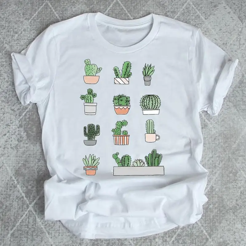 

Women Print Shirt Female Clothing Ladies Plant Graphic T Top Aesthetic Short Sleeve Fashion Summer T-shirts Cartoon Tee T-Shirt
