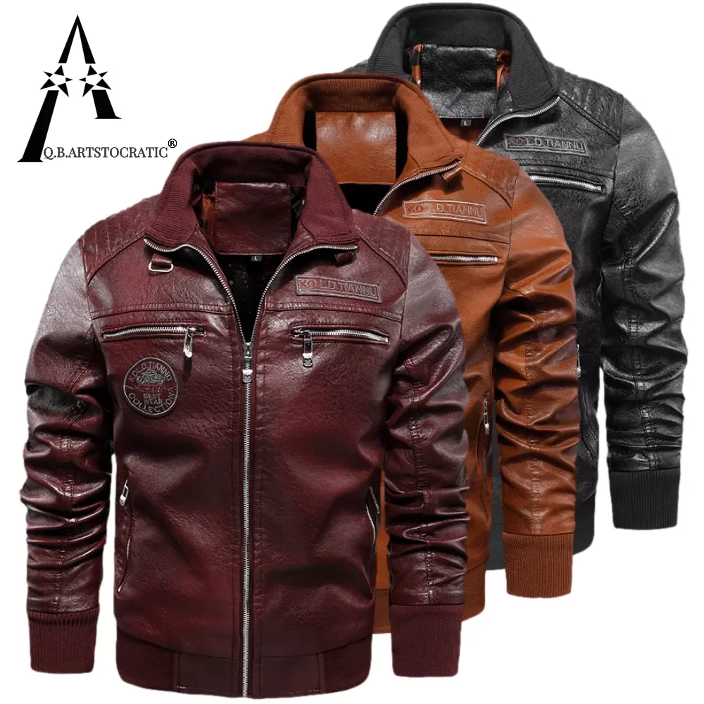 

High Quality Faux Leather Jackets Outwear Motorcycle PU Leather Jacket Men Stand Collar Casual Windbreaker Slim Fit Male Coats