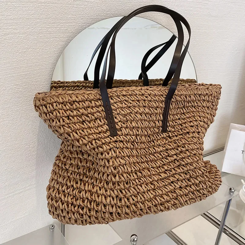 

Bohemian Hollow Straw Beach Handabg Woven Shoulder Bag For Women Raffia Shopping Travel Bag Female Summer Casual Tote