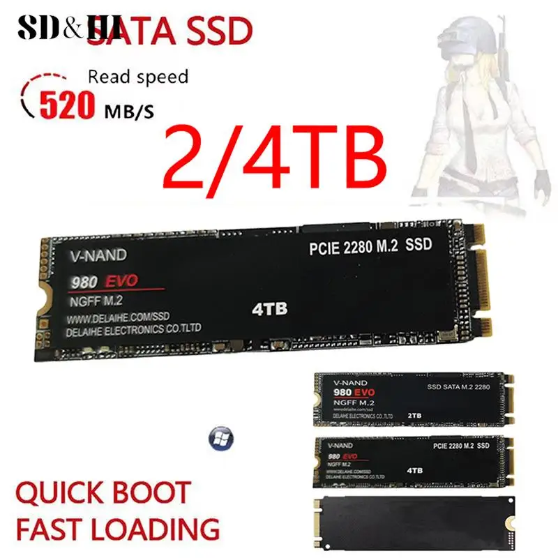 Внутренний твердотельный накопитель SATA 2280 M.2 SSD NGFF 980 EVO Plus 128 ГБ, жесткий диск M.2 2/4 ТБ для ноутбука