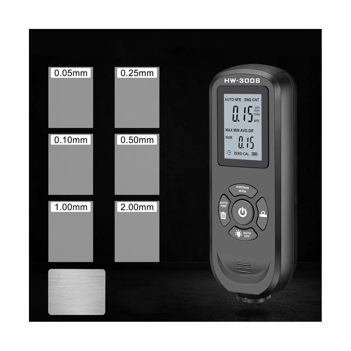 

0-2000UM Paint Thickness Gauge Portable Digital Automobile Film Thickness Meter Coating Thickness Gauge( Black )