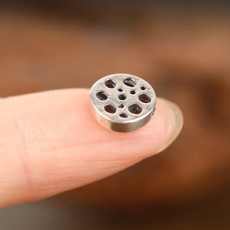 Винтажные креативные ломтики корня пористого лотоса из чистого серебра