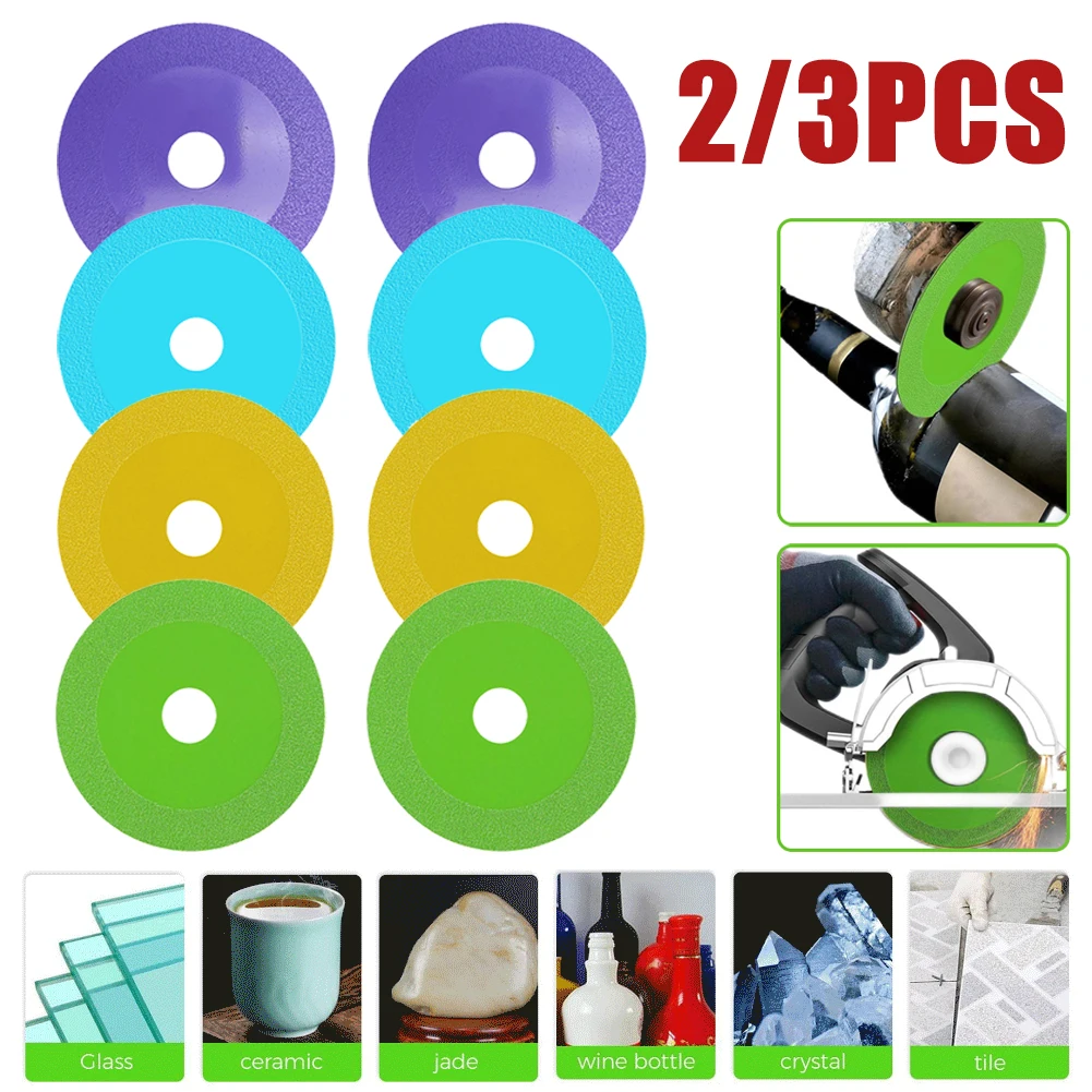

3/2pcs 100mm Glass Cutting Disc Ultra-thin Saw Blade Jade Crystal Bottles Grinding Chamfering Cutting Blade Glass Cutting Disk