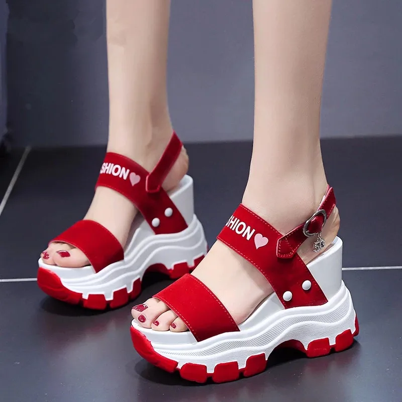 

2022 Womans Wedges Heels Leisure Summer Ladies Sandals Non-slip Woman Pumps Thick Platform Fish-mouth Girls Student Female Shoes