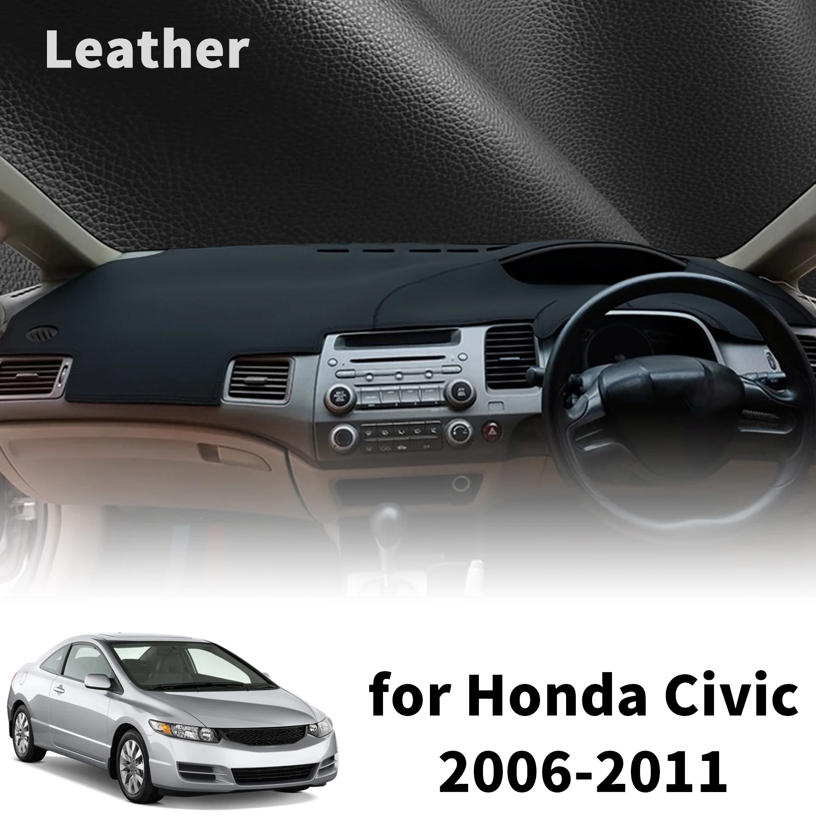 Фото Для Honda Civic 2006 2007 2008 2009-2011 8-го поколения ​ ​ Защитный коврик-накладка на приборную панель автомобиля от солнца и грязи №1