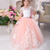 european and american childrens high end wedding dress girls half sleeve lace birthday show pompous princess dress