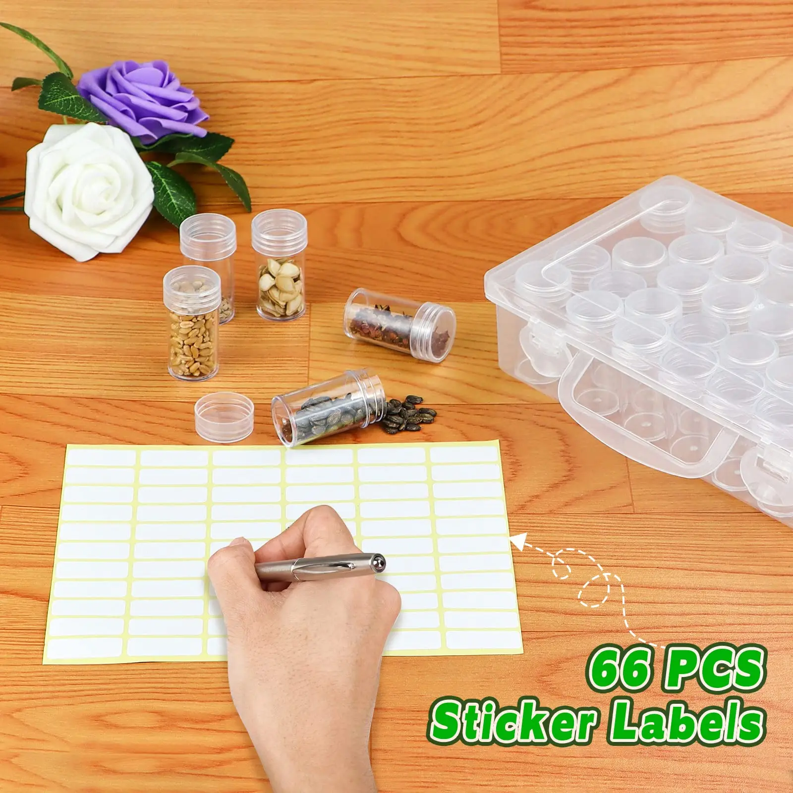 38 Slots Seed Container Organizer Use for Flower Vegetable Clover Seed Storage Box Portable Independent Case with Label Sticker images - 6